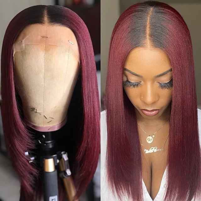Long Silk Straight Red Color Wig