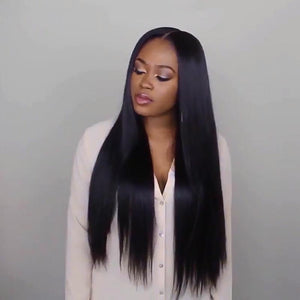 Black invisible long straight hair